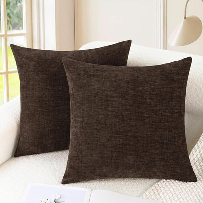 CaliTime Throw Pillow Covers Decorative 18 X 18 Inches Pack of 2 Cozy Chenille Cushion Cases for