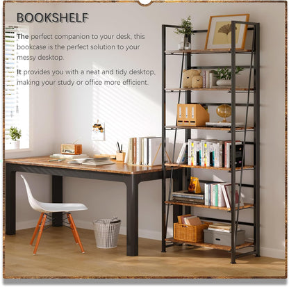 4NM No Assembly Foldable Bookshelf, 6-Shelf Collapsible Bookcase Storage for Small Spaces, 74" H