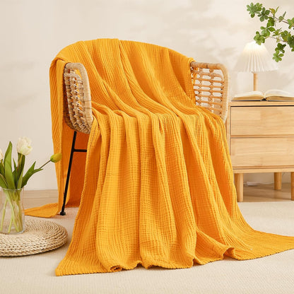 EMME Cotton Blanket Queen Size for Bed Soft Large Muslin Bed Blankets 90"x90" Lightweight