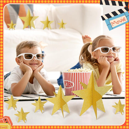 45 Pcs 3D Star Centerpieces Movie Night Decorations for Table in 3 Sizes Hanging Supplies for Red