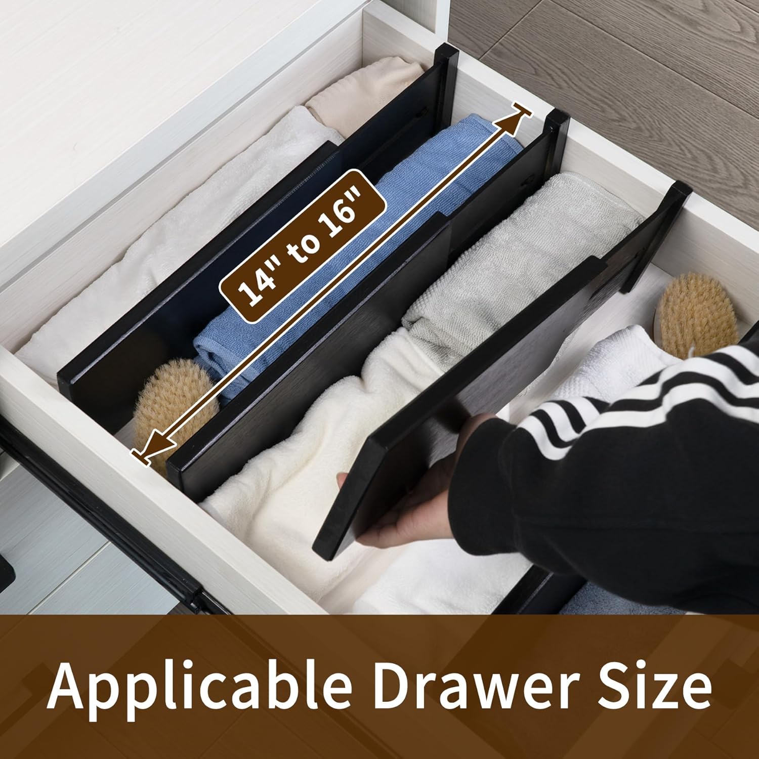 Utoplike Bamboo Dresser Drawer Dividers, 4'' High Adjustable Drawer Organizers for Clothing, Spring