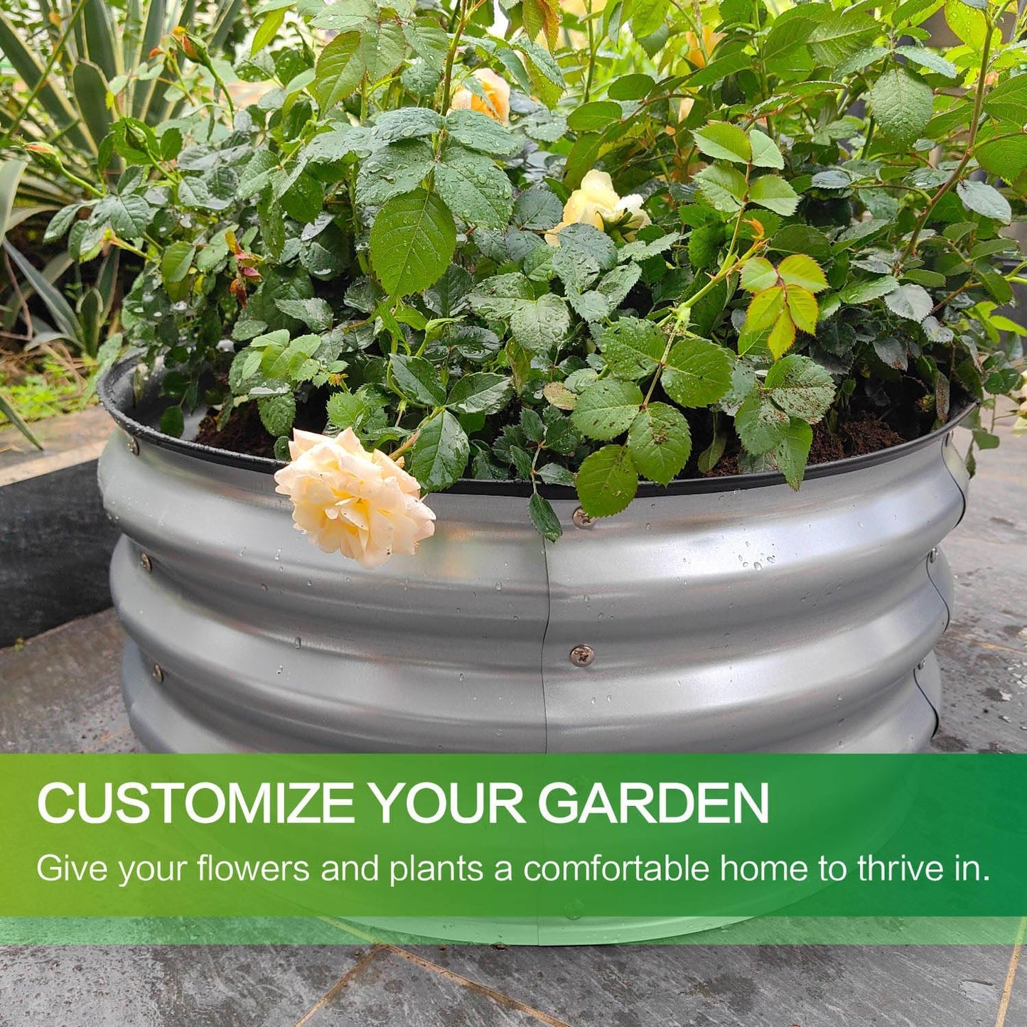 GARDMAX 2 Pack 2x2x1FT Galvanized Round Raised Garden Bed Kit, Metal Planter Boxes Outdoor with