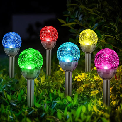 SOLPEX Solar Garden Lights Outdoor, 6 Pack Multi-Color Changing&White 2 Modes Solar Powered Glass