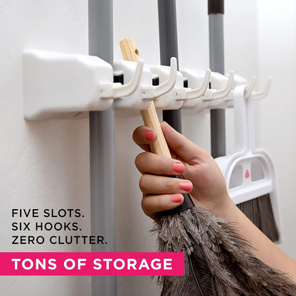 EXTRA GRIP Mop & Broom Holder Wall Mount - Wall Hanging Garden Tool & Utility Closet Organizer, Mop