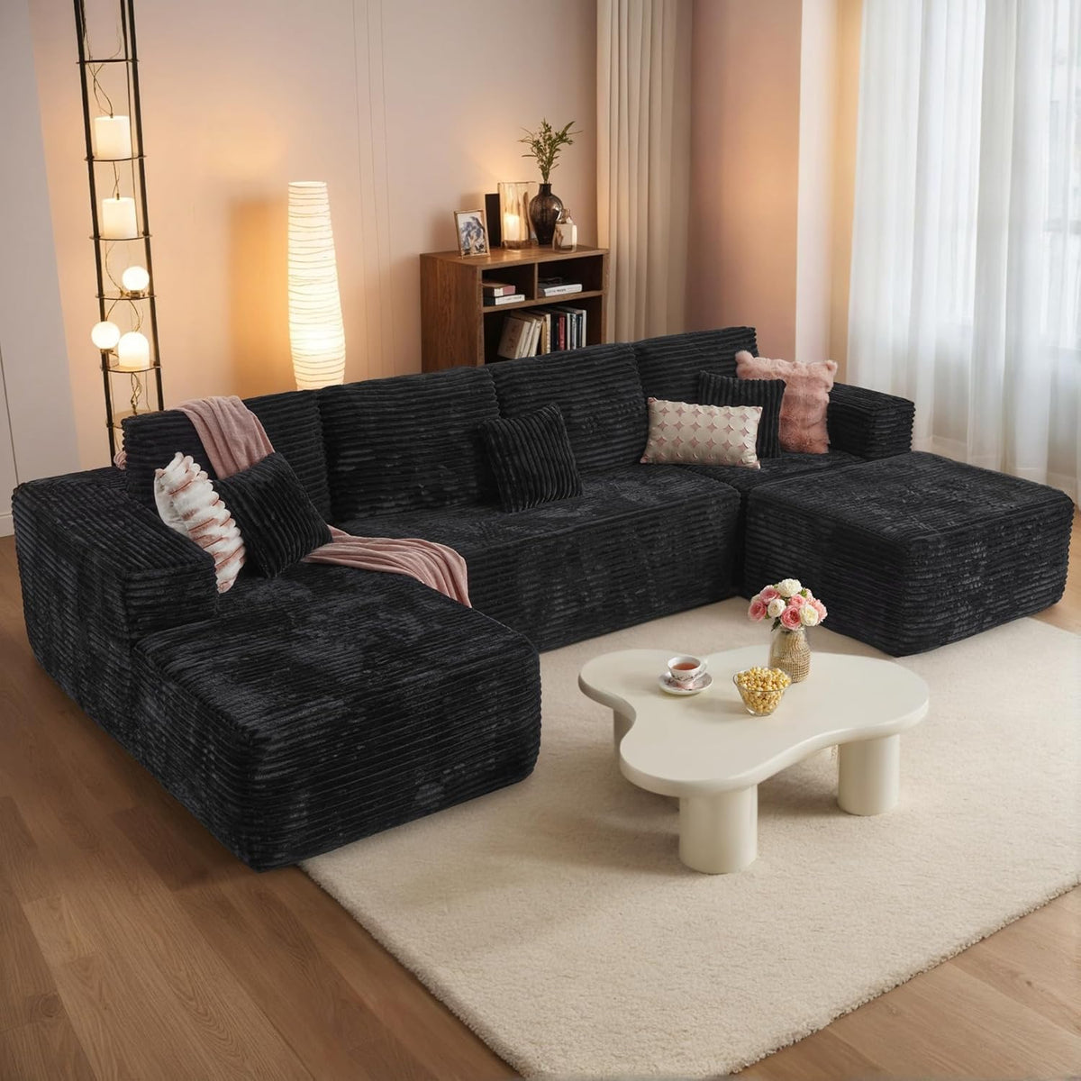 HOOOWOOO Cloud Sectional Couches for Living Room,Modular Sectional Sofa No Assembly,133X70 Inch