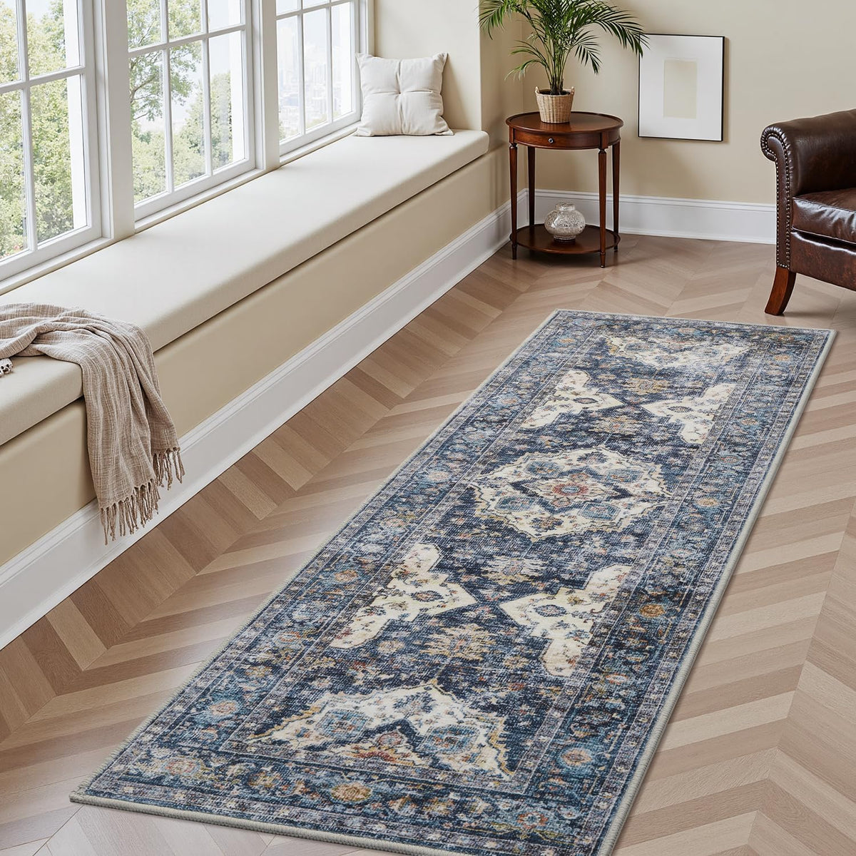 AMOAMI-2X3 Small Rug-Washable Rugs Entryway Mat Indoor-Soft Vintage Non Slip Rugs for Kitchen