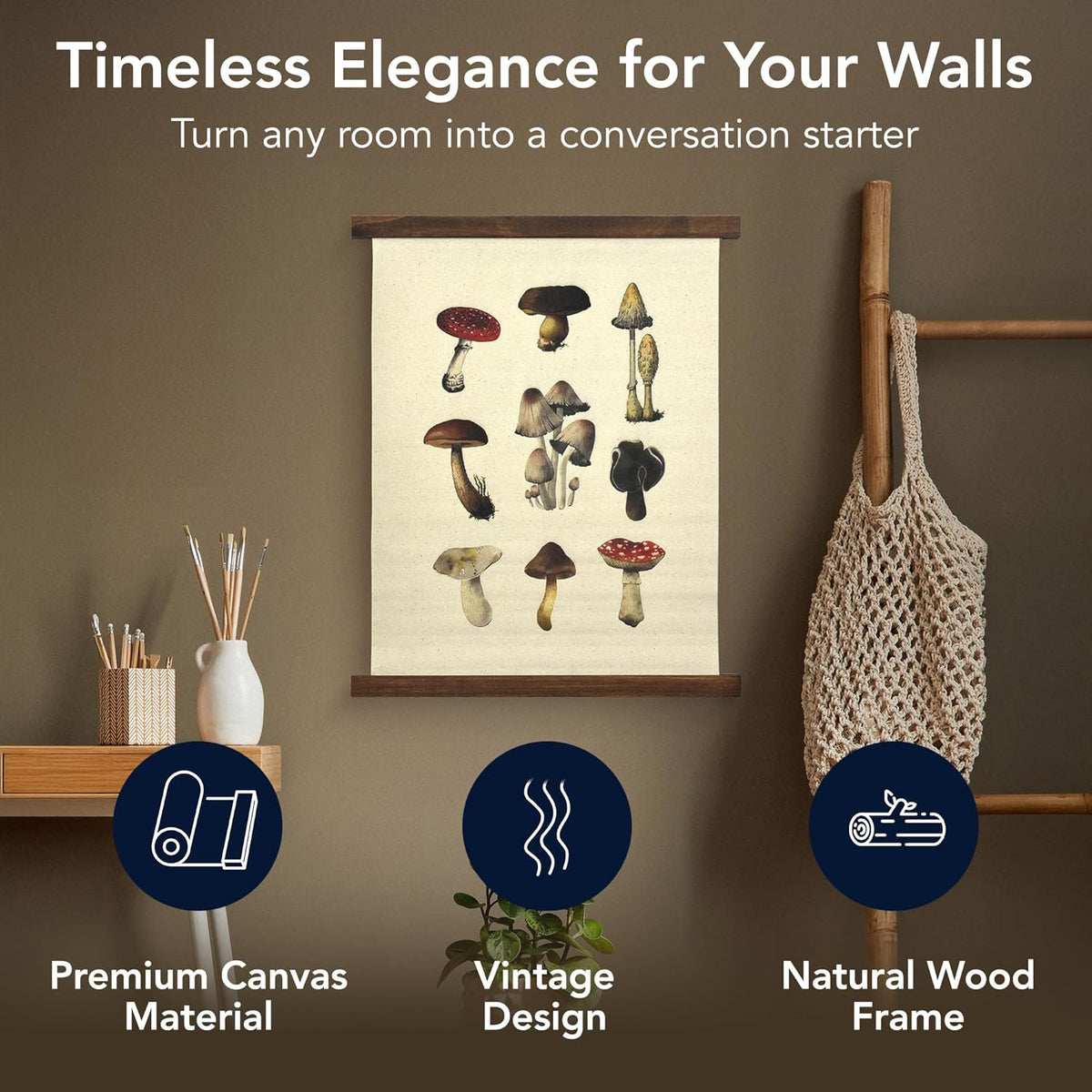 American Art Decor Hanging Linen Mushroom Tapestry Vintage Wall Art Hanging