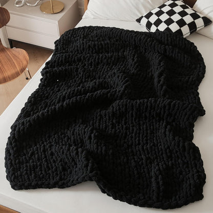 WESHIONGOO Chunky Knit Blanket Throw 40"*40" Knitted Throw Blankets for Couch Bed Fluffy Soft