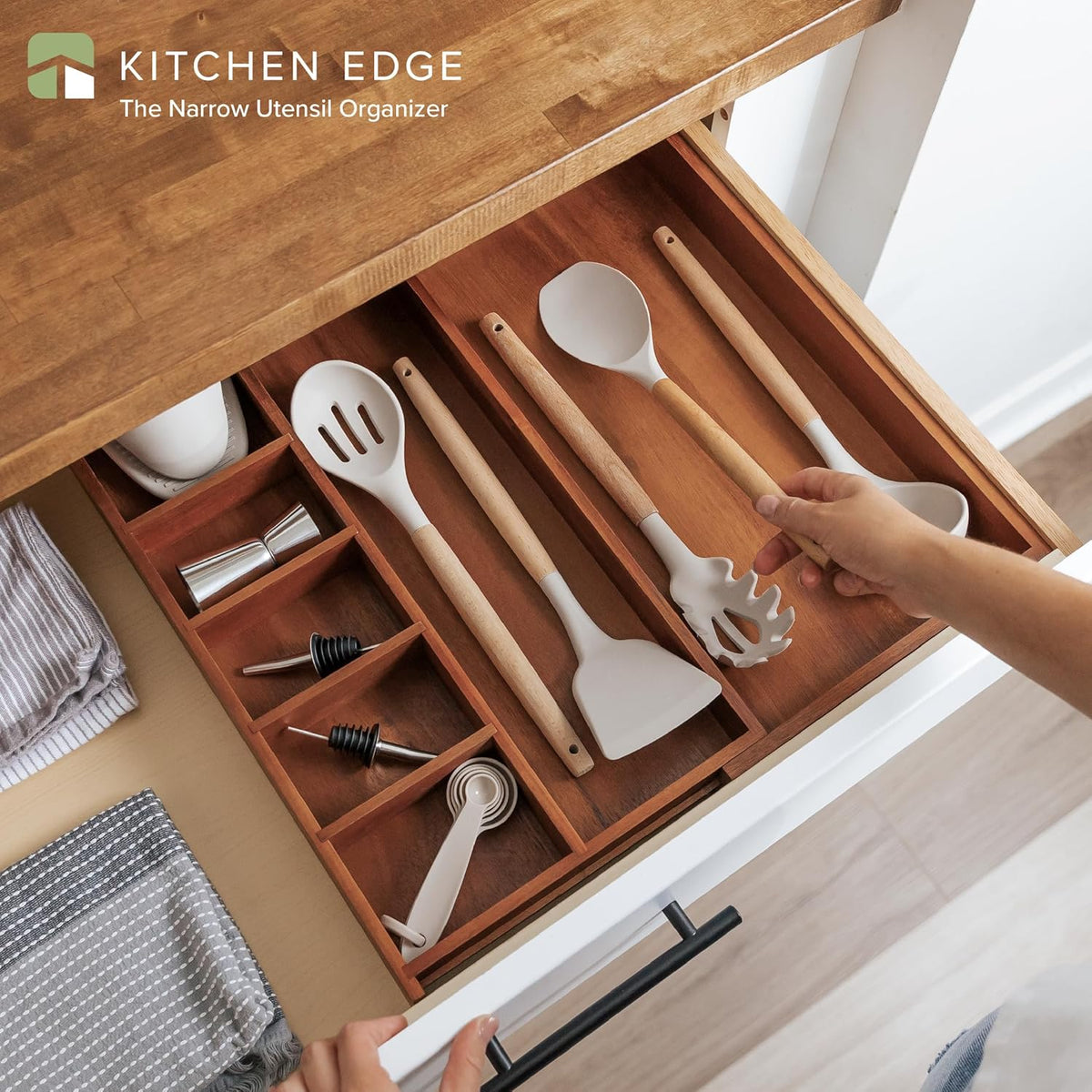 Adjustable Kitchen Drawer Organizer for Utensils and Junk, Food-Safe Contract Grade with 100%
