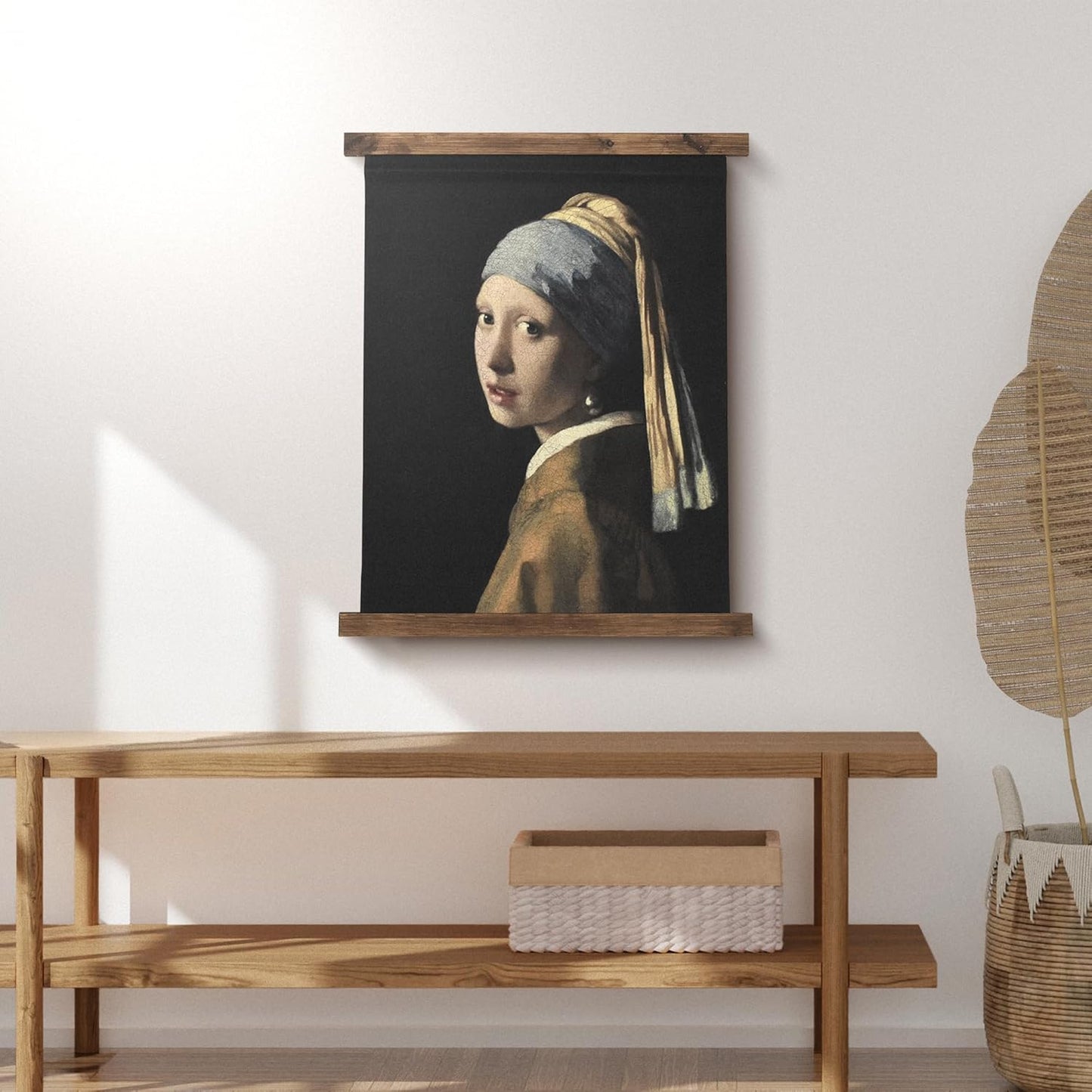 American Art Decor Girl with a Pearl Earring Tapestry Vintage Hanging Canvas Wall Art by Johannes