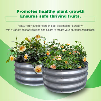 GARDMAX 2 Pack 2x2x1FT Galvanized Round Raised Garden Bed Kit, Metal Planter Boxes Outdoor with
