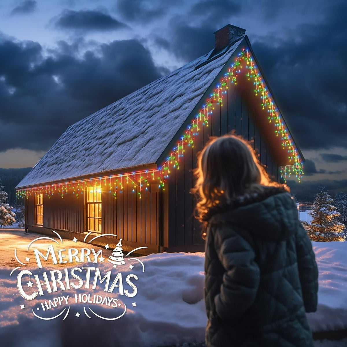 Icicle Christmas Lights Outdoor,23FT 200 Count Multicolor Icicle Lights Indoor with White
