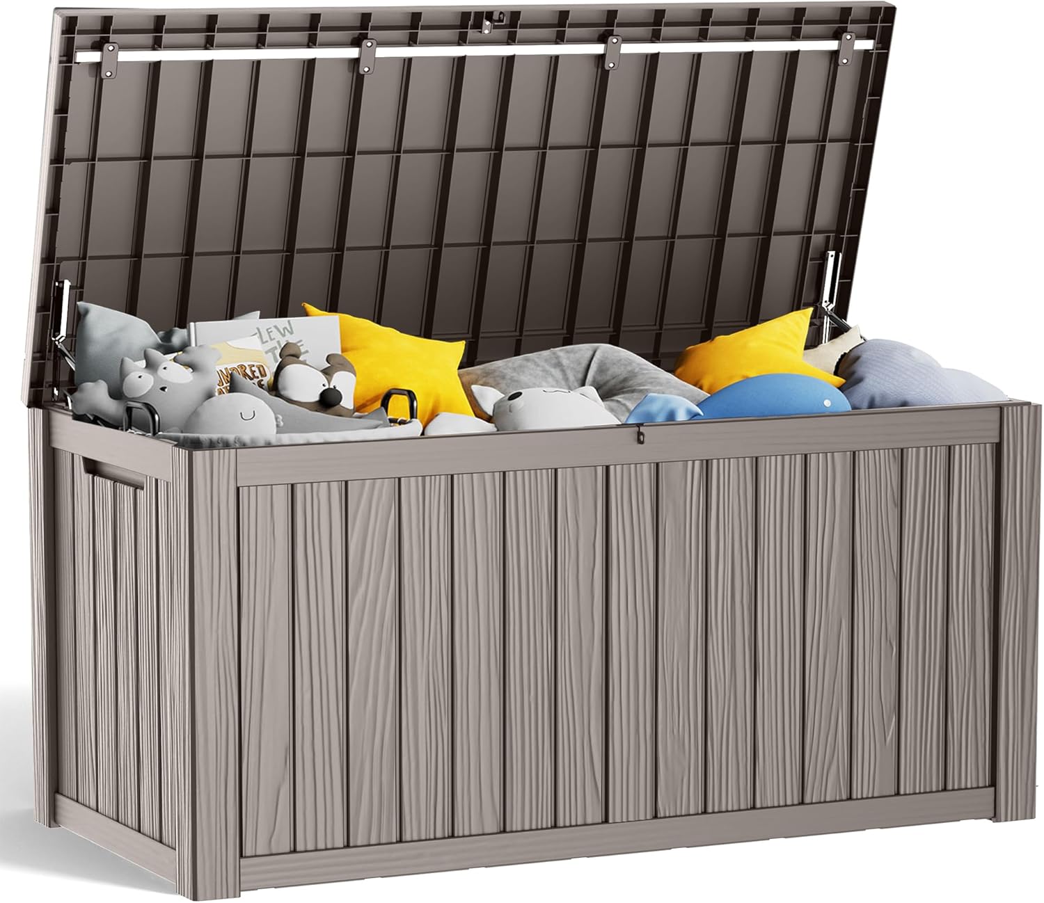 150 Gallon Resin Deck Box, Lockable Patio Outdoor Storage Box for Furniture, Garden Tools and Tools