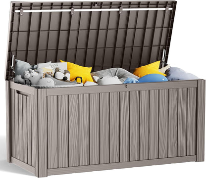 150 Gallon Resin Deck Box, Lockable Patio Outdoor Storage Box for Furniture, Garden Tools and Tools