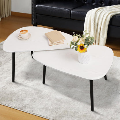 Nesting Triangle Coffee Table End Tables Set of 2 for Living Room Bedroom, Industrial Small