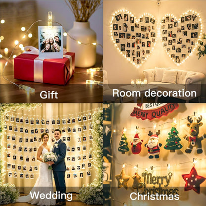 SUDDUS 16ft 50LED Fairy Lights with 22 Clips, Battery/USB Operated Photo Twinkle Lights with Remote