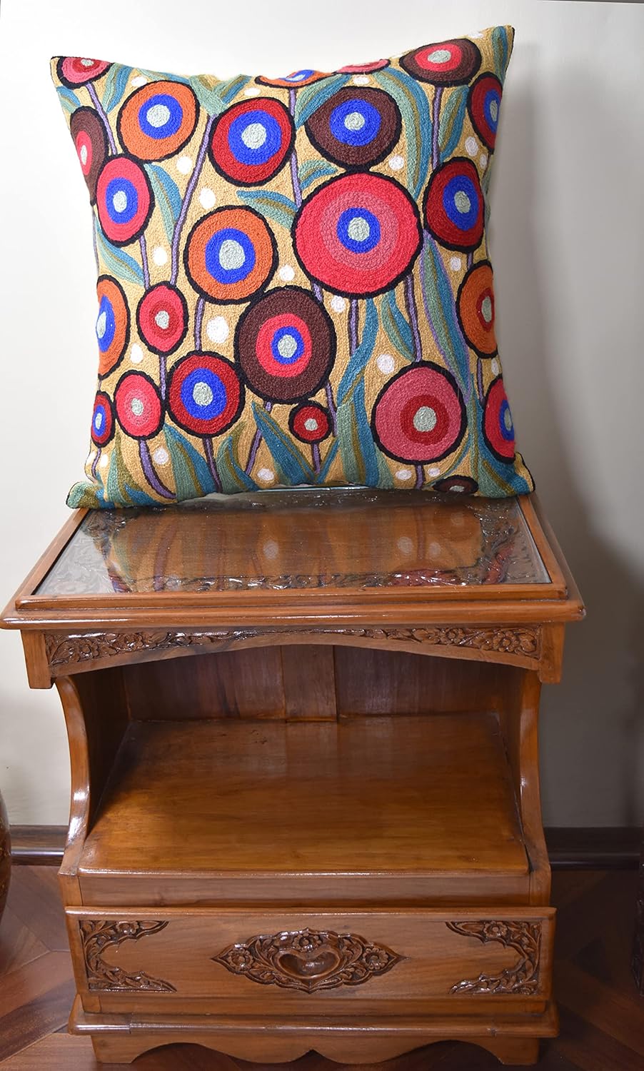 Yellow Floral Poppy Pillow Cover - Red Floral Outdoor Pillowcase - Suzani Accent Pillow - Flower