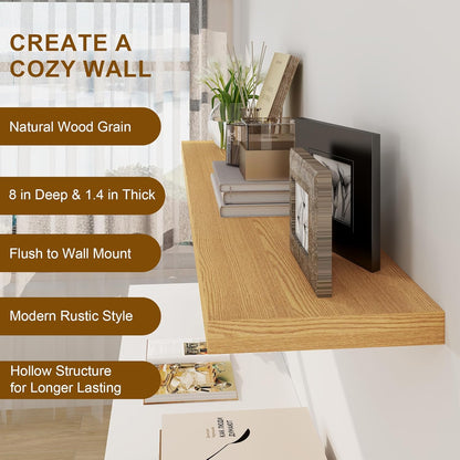 Fun Memories Floating Shelves, 8 Inch Deep Floating Shelves, Rustic Wood Fireplace Mantel 48 in