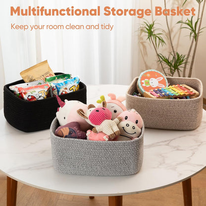 OIAHOMY 4 Pack 14.17*11.02*6.3IN Storage Baskets for Organizing Shelves, Woven Rope Baskets for