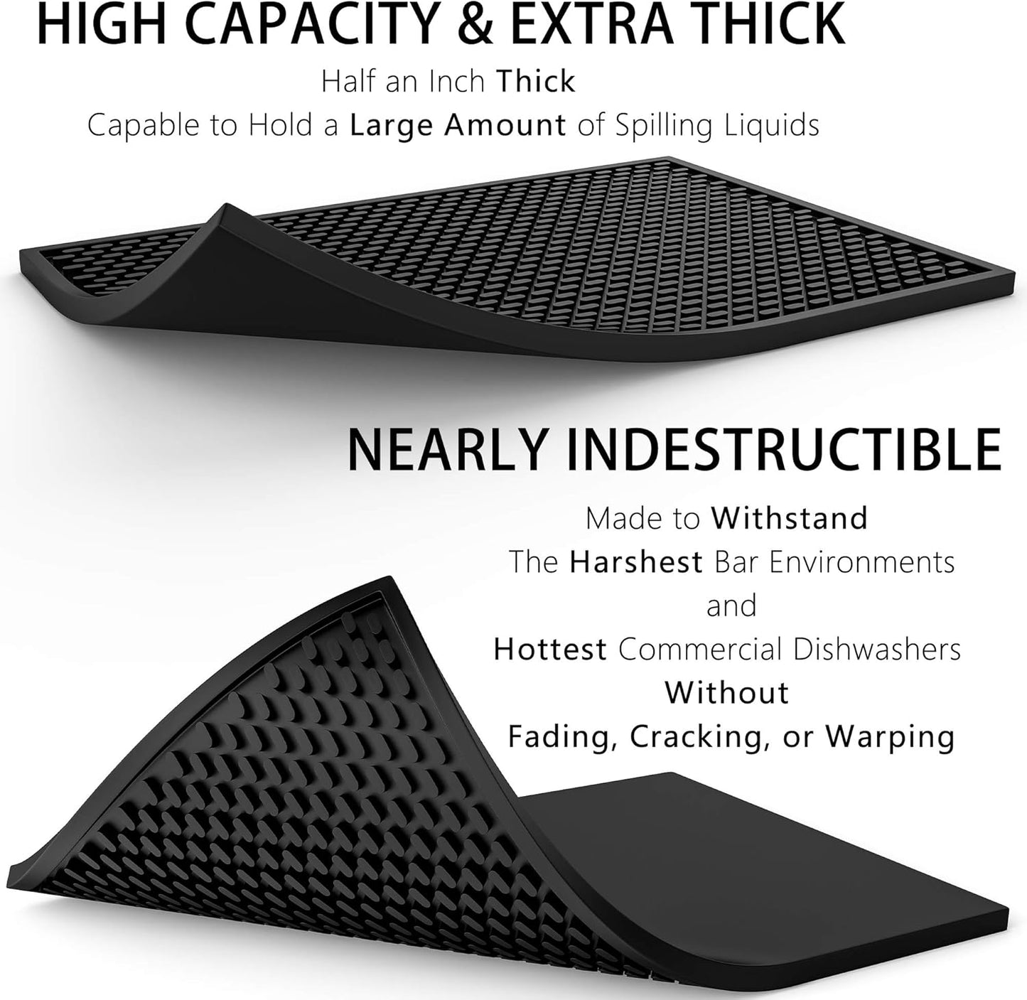 Silicone Drip Mat - 1/2 Inch Thick, Heat-Resistant and Food Safe - Counter Top, Coffee Bar or