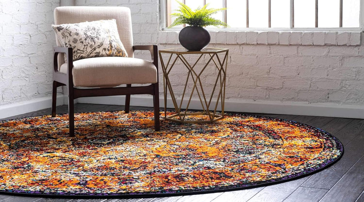 Unique Loom Rosso Collection Vintage, Traditional, Bohemian, Geometric, Border, Distressed