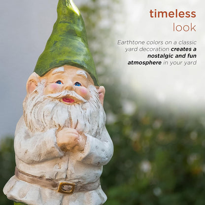 Alpine Corporation - 12" Tall Outdoor Garden Gnome Yard Statue Decoration – Playful Resin Gnome