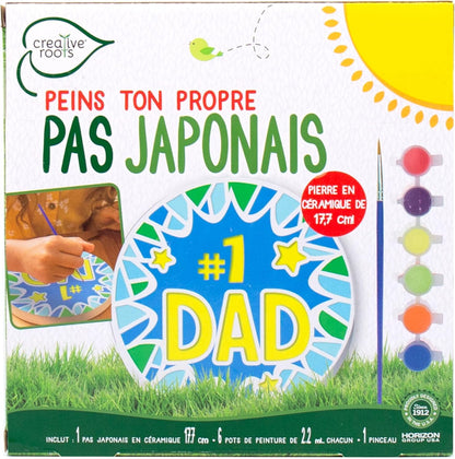 Creative Roots Paint Your Own #1 Dad Stepping Stone, Paintable Ceramic 7 in. Stone, Includes 6
