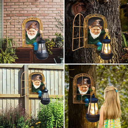 Whimsical Fairy Garden Halloween Gnomes with Solar Lights-10 Elf Out The Door Tree Hugger Garden