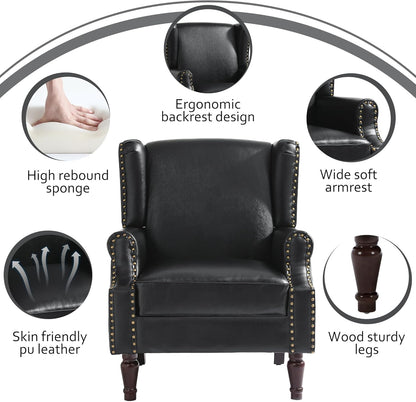 Accent Chairs, Faux Leather High Back Armchair Set of 2 or Living Room, Comfy Upholstered Single
