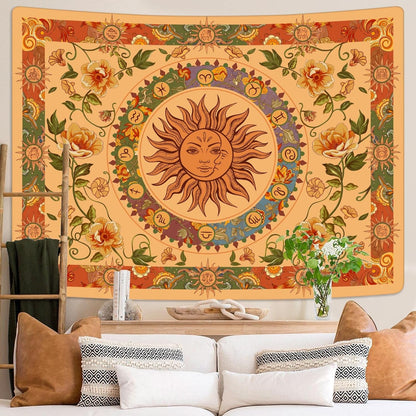 Aipon Vintage Sun Tapestry for Classroom Rainbow Boho 70s Sunshine Sunset Tapestries Wall Hanging