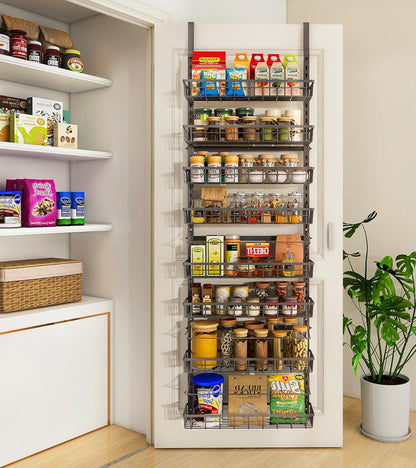 Over The Door Pantry Organizer, Wall Mount Spice Rack, Pantry Hanging Storage and Organization, 8