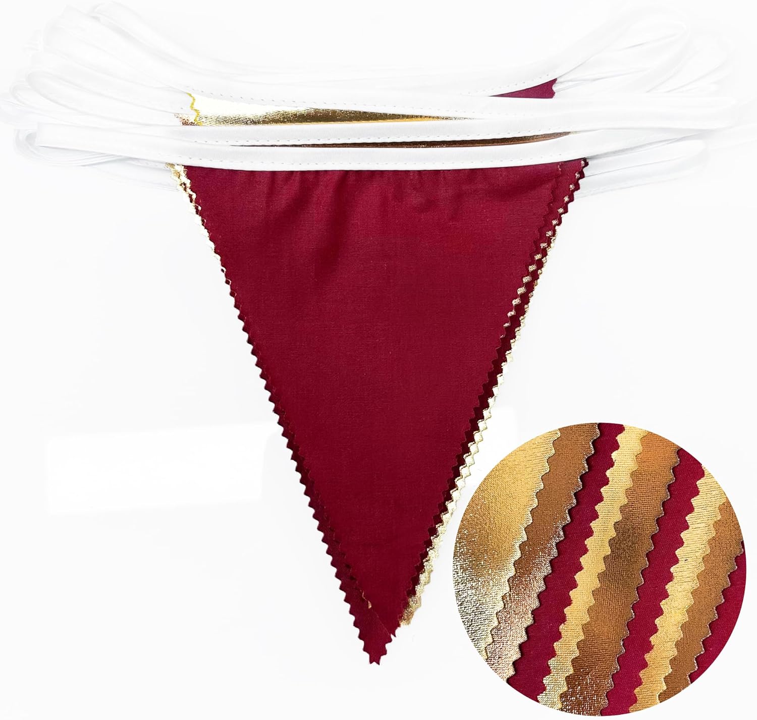 Fall Party Decorations Maroon Gold Brown Metallic Fabric Triangle Pennant Banner Burgundy Flag