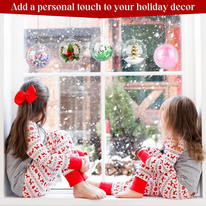 ANVAVO 12 Pieces 12 cm Christmas Clear Plastic Fillable Ball Ornaments DIY Craft Transparent