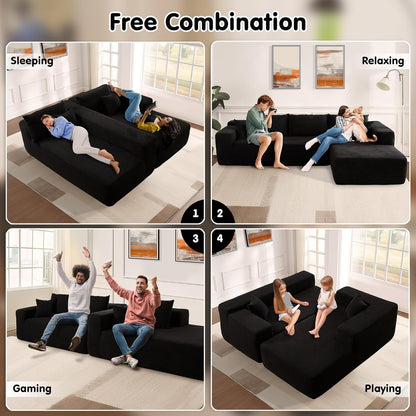 ovios 104" Cloud Sectional Couch with L-Shape Chaise,Modern Modular Sofa with Deep Seat