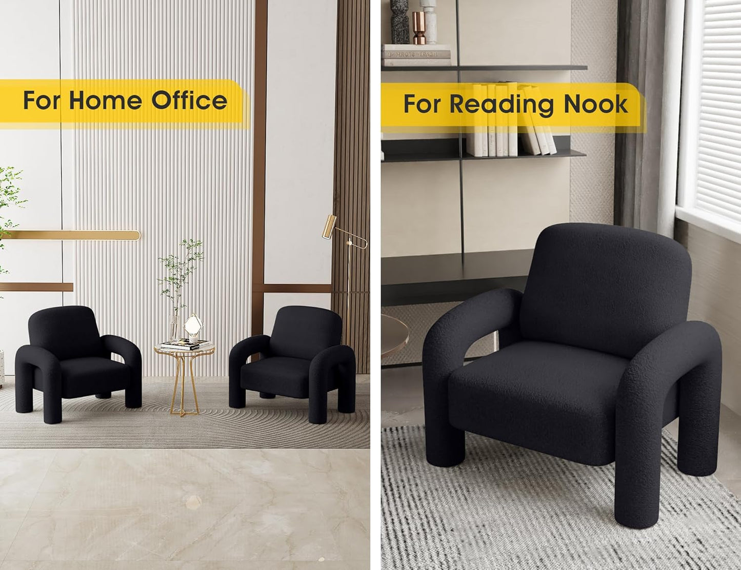 Modern Sherpa Accent Chair, Teddy Upholstered Arm Single Sofa, Cozy Fluffy Reading Chair for Living