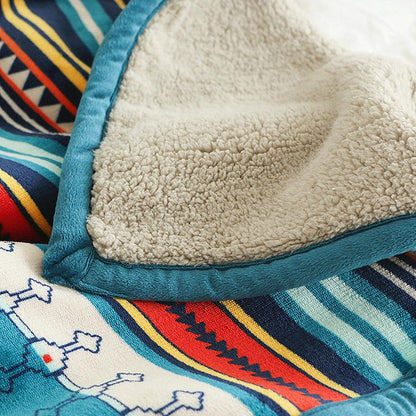 UKELER Bohemian Sherpa Throw 80'' x 60''- Soft Plush Flannel Boho Throw Blankets for