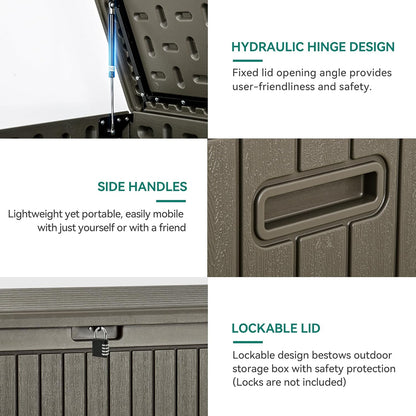 YITAHOME 260 Gallon Extra Large Deck Box, Double-Wall Resin Outdoor Storage Box with Flexible