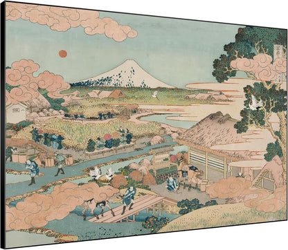 SIGNWIN 60"x72" Extra Large Framed Wall Art Japanese Ukiyo-e Landscape, Timeless Mt. Fuji Scene for