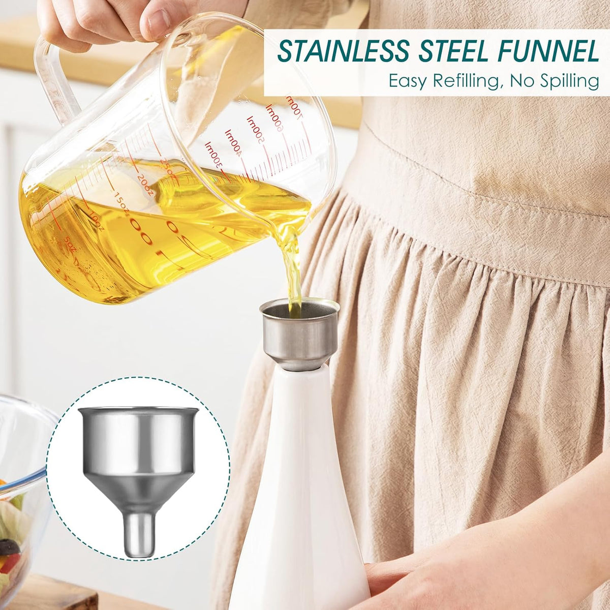 vancasso 16 Oz Ceramic Olive Oil Dispenser Bottle, Bottle Dispenser with Spout and Funnel for