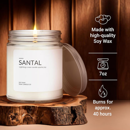1OAK Soy Santal Candle (Santal) - Soy Wax Scented Candle - Candles for Home Scented - Long Burning