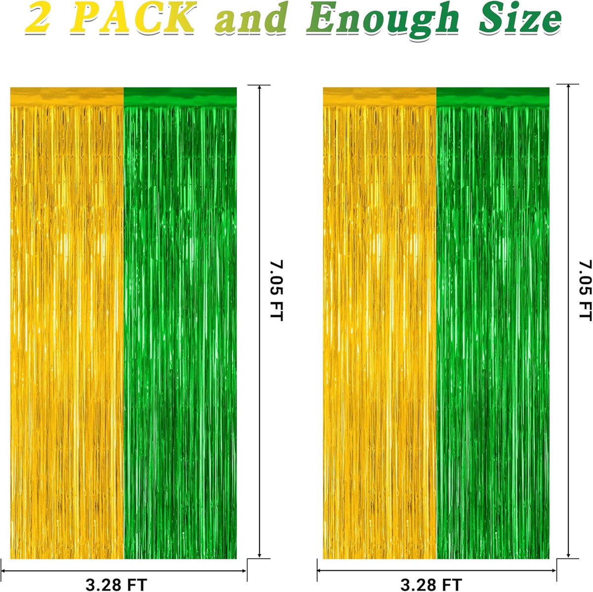 2 Pack Graduation Backdrop, Large Grad Decor 2025, Green Gold Graduation Photo Backdrop Fringe