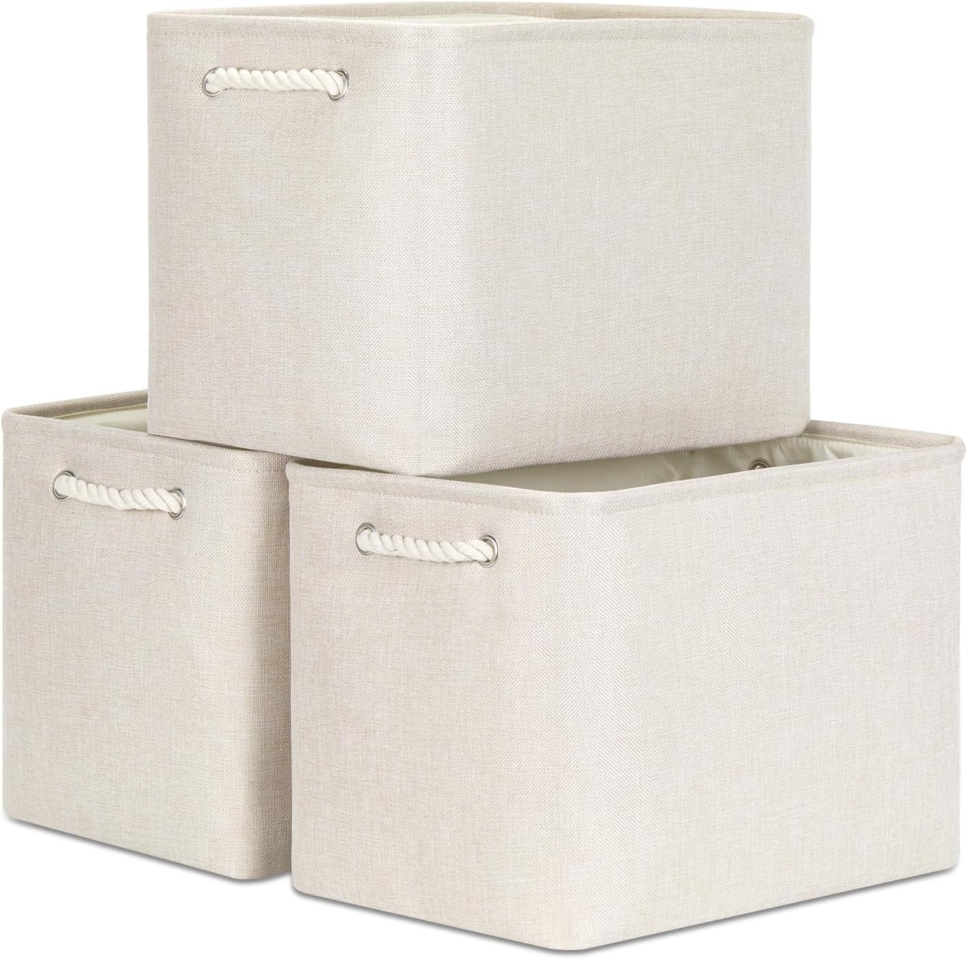 Bidtakay Large Storage Baskets for Shelves 3 Pack Fabric Storage Bins for Organizing Linen