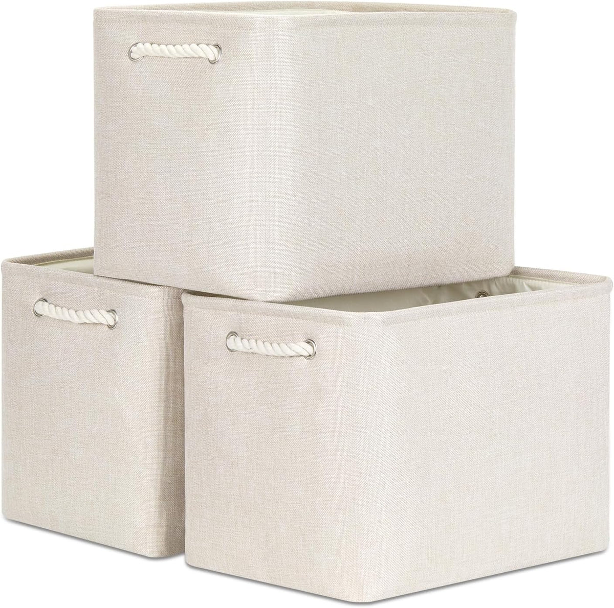 Bidtakay Large Storage Baskets for Shelves 3 Pack Fabric Storage Bins for Organizing Linen