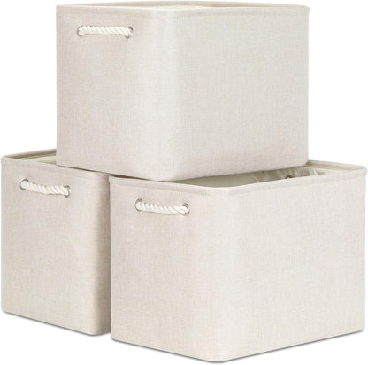 Bidtakay Large Storage Baskets for Shelves 3 Pack Fabric Storage Bins for Organizing Linen