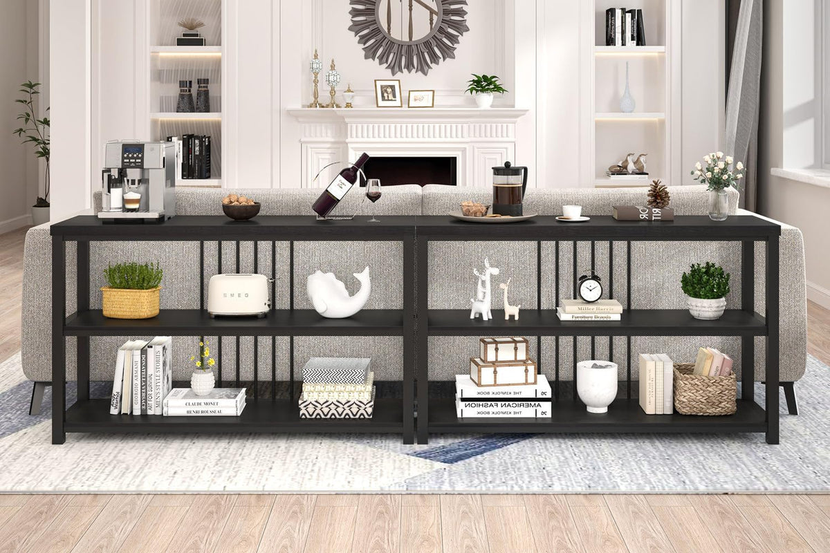 FOLUBAN Entryway Table, Modern Sofa Console Table with 3 Tier Storage Shelf for Living Room Hallway