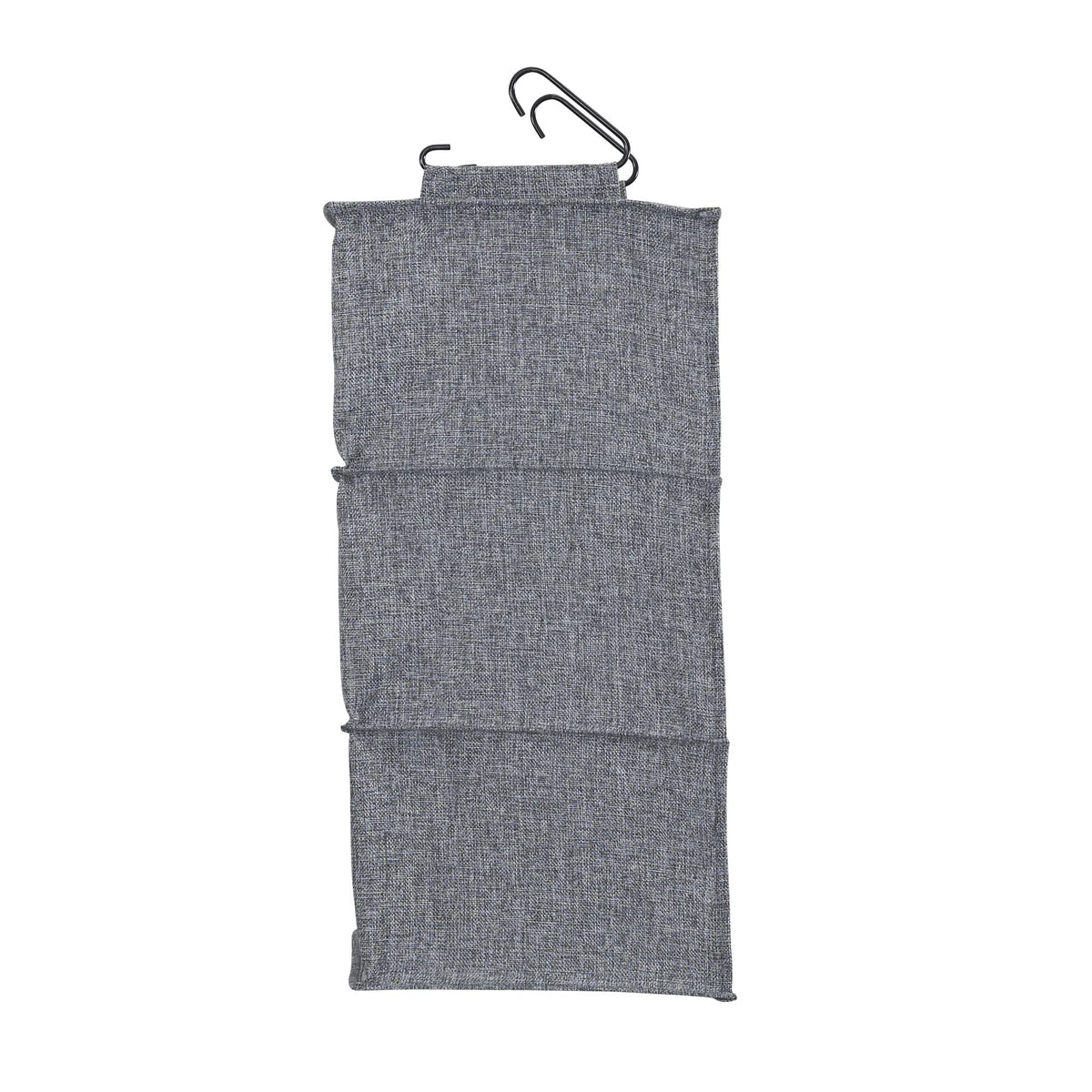 Household Essentials 3‑Shelf Hanging Closet Organizer with Hooks in Poly Linen and PEVA Shelving
