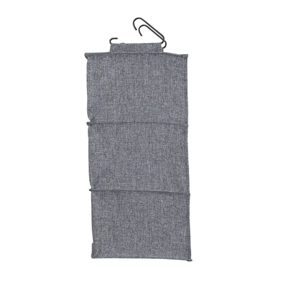 Household Essentials 3‑Shelf Hanging Closet Organizer with Hooks in Poly Linen and PEVA Shelving