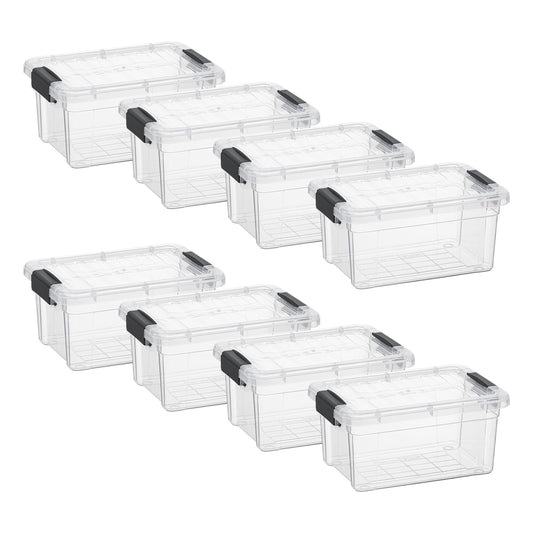 Superio Storage Bins with Lids- 8 Pack, 1.85 Qt Clear Boxes for Organizing, Stackable Plastic