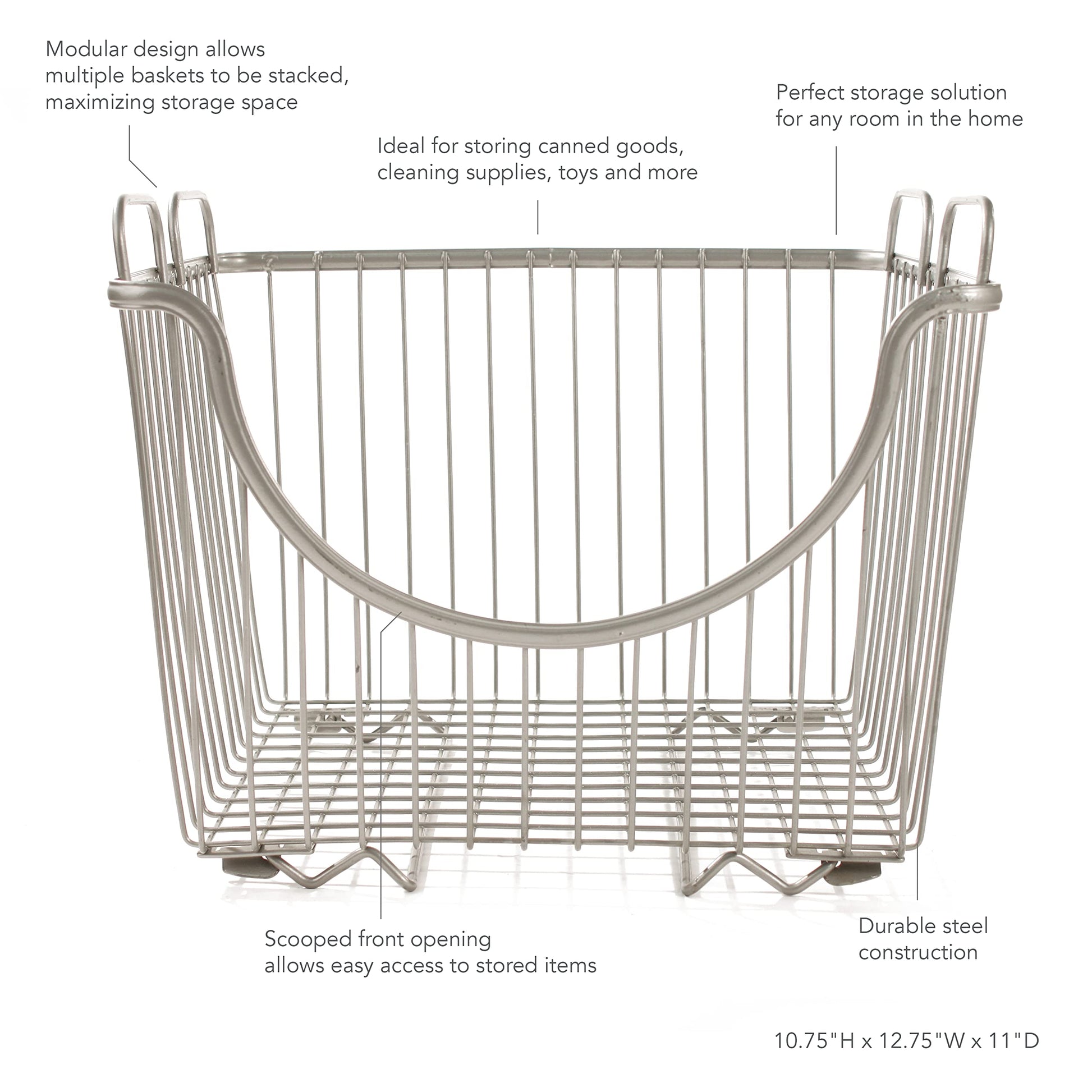 Spectrum Ashley Small Stackable Wire Baskets for Pantry & Kitchen Counter Organizer, Stacking Fruit