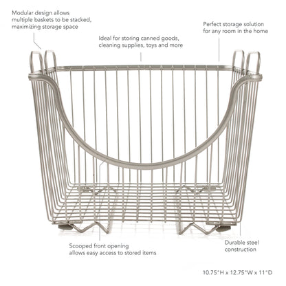 Spectrum Ashley Small Stackable Wire Baskets for Pantry & Kitchen Counter Organizer, Stacking Fruit